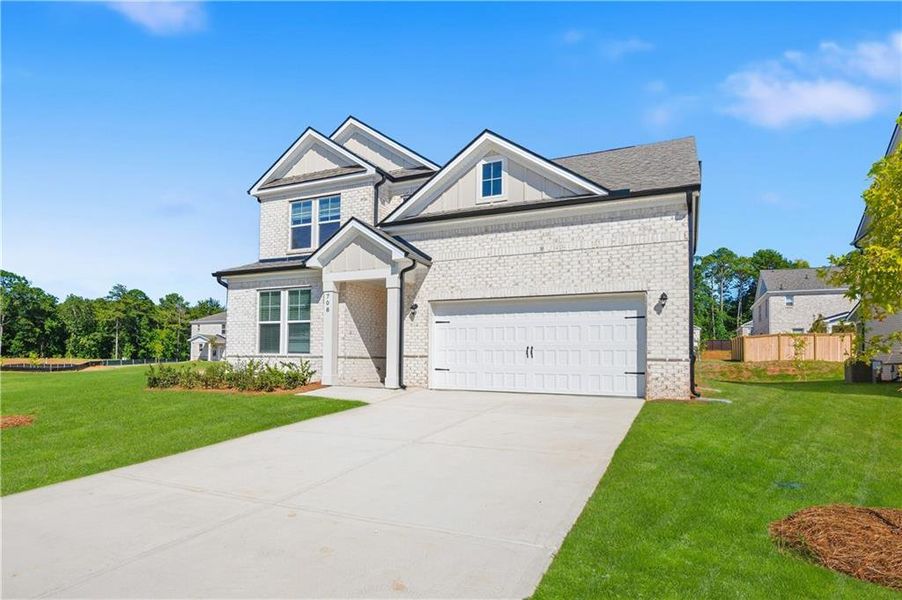 Front exterior of a new home in Bowers Farm, McDonough, GA, highlighting curb appeal (Image 25).