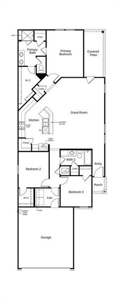 This floor plan features 3 bedrooms, 2 full baths and over 1,500 square feet of living space.