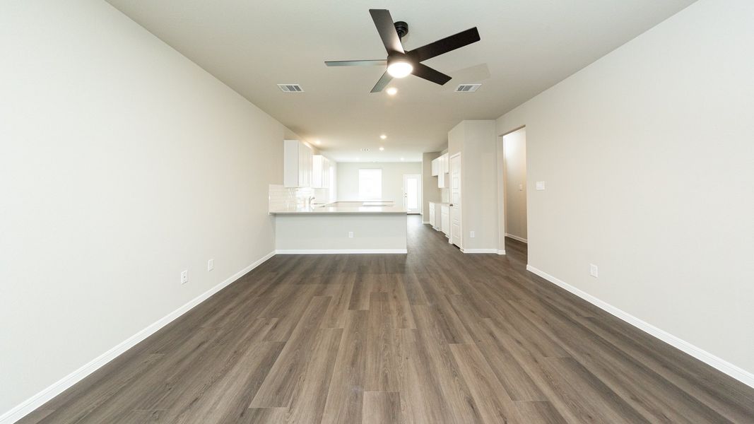 Family Room to Kitchen and Dining Area