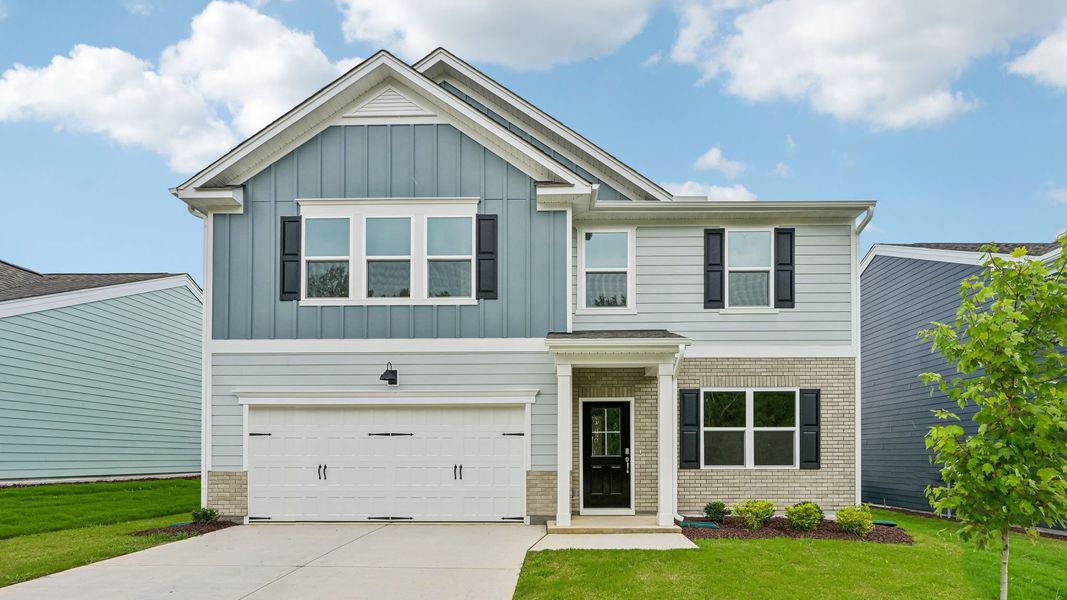 Representative exterior photo of a completed home built from the Hanover by D.R. Horton in Bexford, Willow Spring, NC (Image 1). Representative exterior photo of a completed home built from the Hanover by D.R. Horton in Bexford, Willow Spring, NC (Image 1).