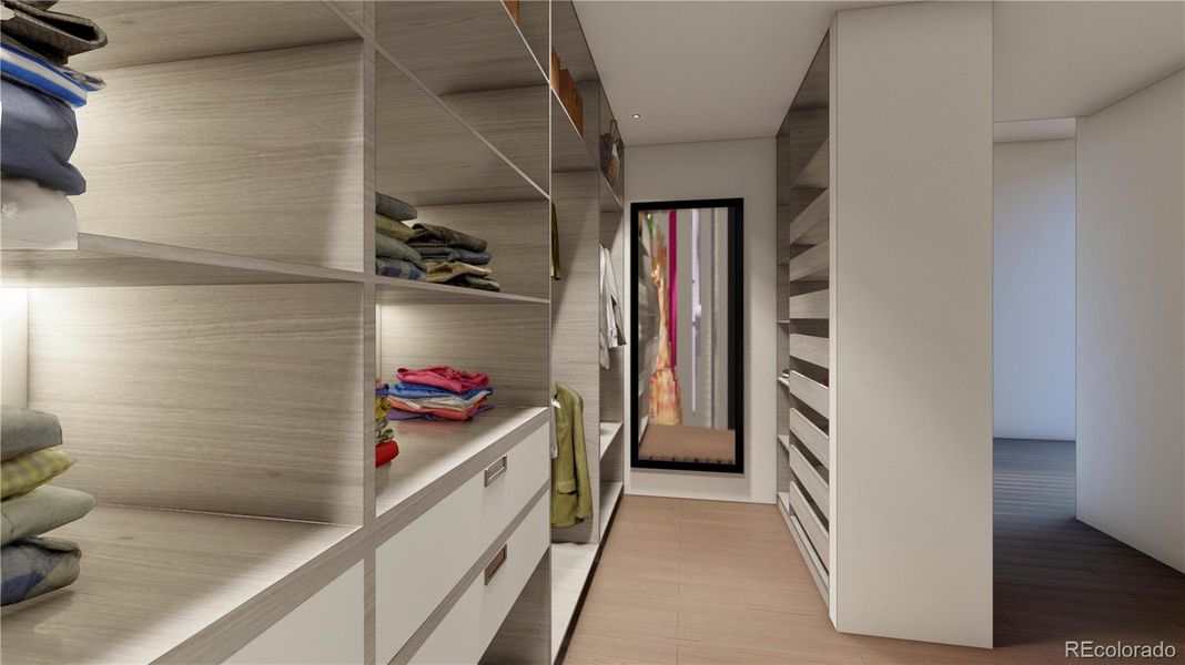 Primary closet with custom shelving