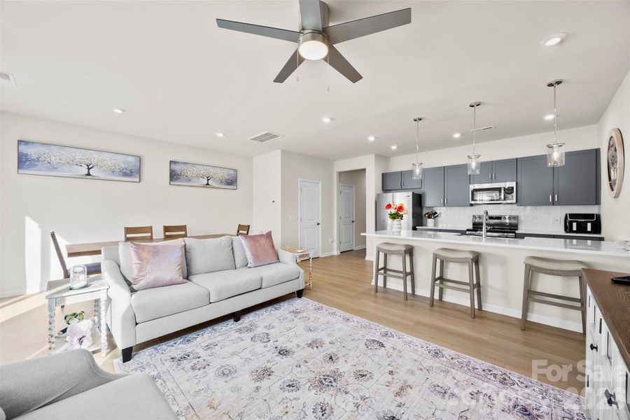 Living area and kitchen on first floor