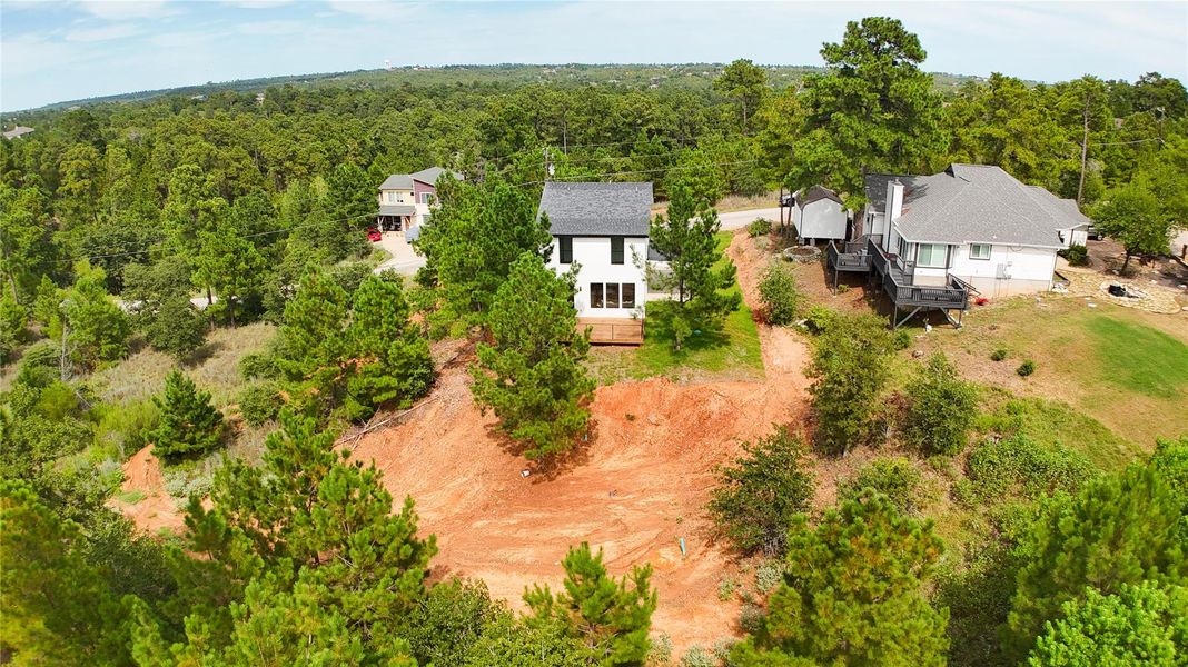 Bird's eye view of a heavily wooded area Bird's eye view of a heavily wooded area