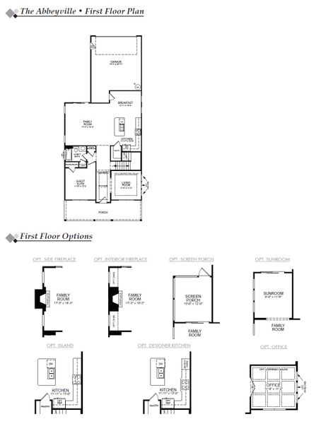 2D floor plan layout for the Abbeyville by Eastwood Homes in Marble Tree, Ball Ground, GA (Image 3).