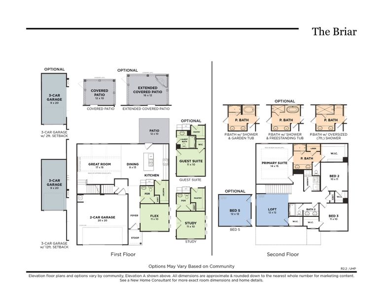 The Briar with Opt. 3-Car Garage & Gas Fireplace on Patio (R2.2)