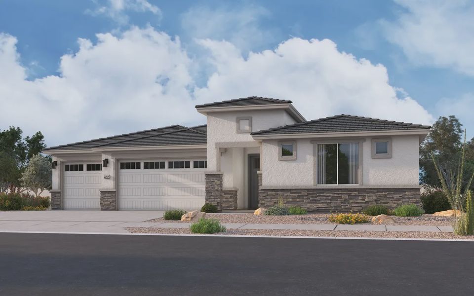 Representative exterior photo of a completed home built from the 2257 by Elliott Homes in Acacia at Santana, Yuma, AZ (Image 2).