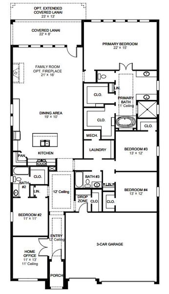 2D floor plan layout for the 2778F by Perry Homes in Southern Hills 65', Brooksville, FL (Image 3).