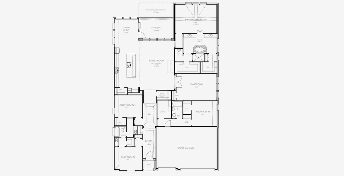 2D floor plan layout for the 2895W by Perry Homes in Windborne 100', Converse, TX (Image 3). 2D floor plan layout for the 2895W by Perry Homes in Windborne 100', Converse, TX (Image 3).