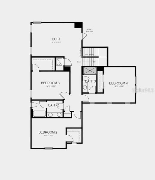 Floor Plan - Structural options added include; study in place of flex room, gourmet kitchen, sliding glass door at lanai, drop zone, and stand-up shower in bath three