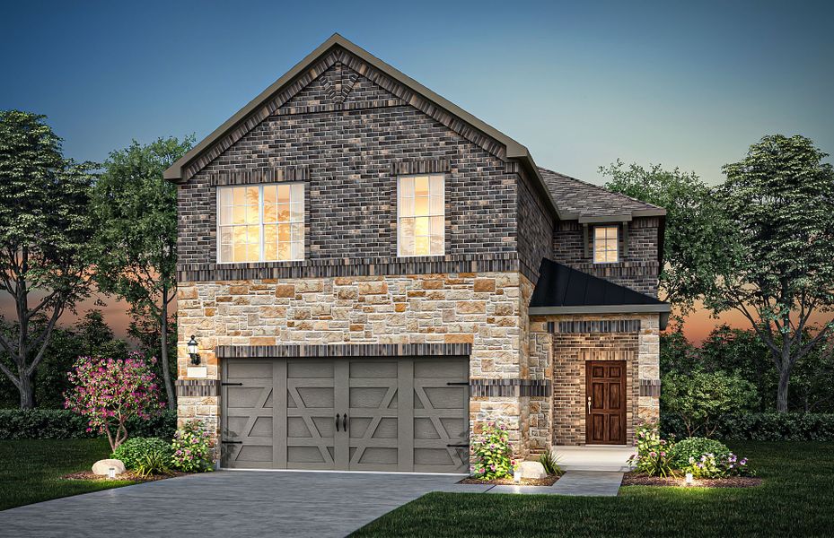 The Rybrook, a two-story home with 2-car garage, shown with Home Exterior R