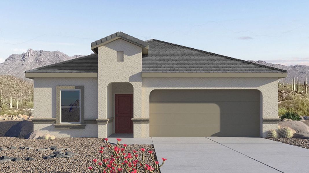 Representative exterior photo of a completed home built from the Harris by D.R. Horton in The Oasis at Rocking K, Vail, AZ (Image 2).