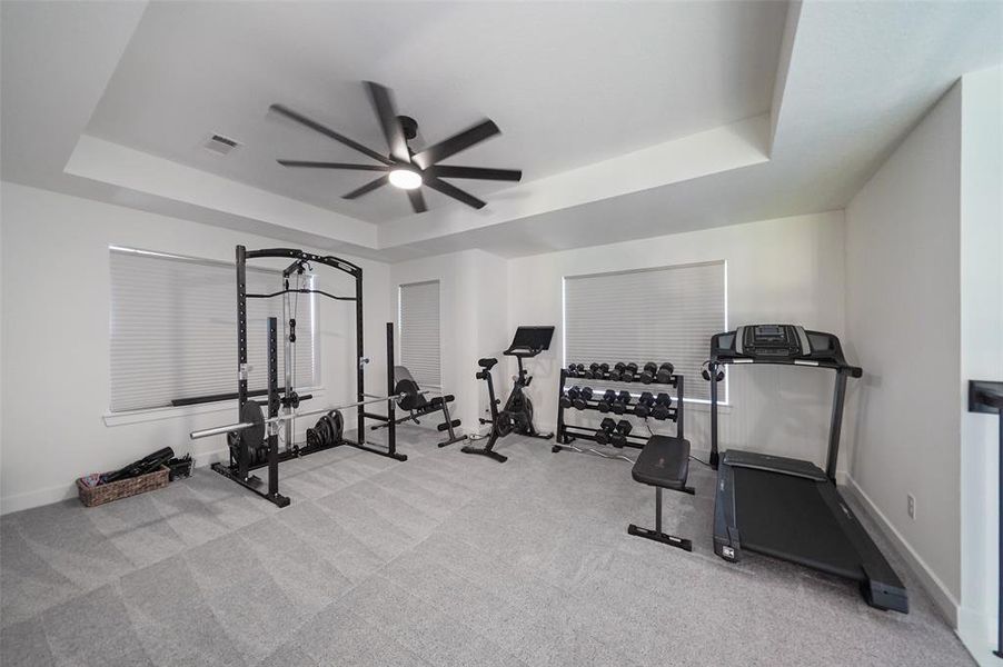 Large game room or gym upstairs.