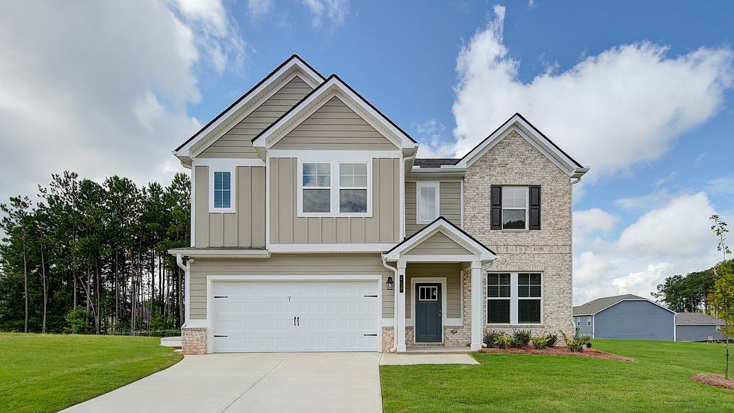 Representative exterior photo of a completed home built from the Radcliffe by DRB Homes in Westminster, Covington, GA (Image 22).