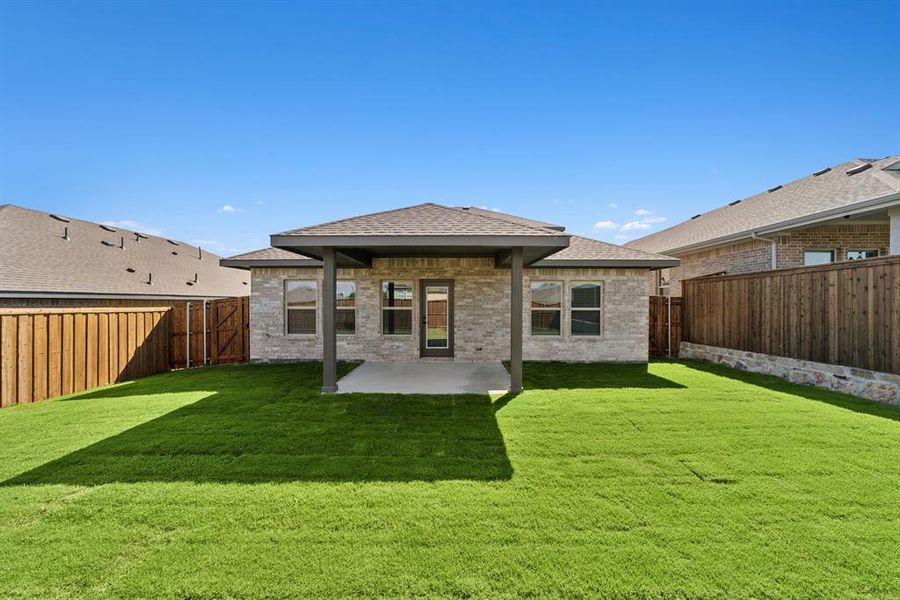 Exterior details and patio area of a home in Aspire at Noble Ridge, Howe (Image 24). Exterior details and patio area of a home in Aspire at Noble Ridge, Howe (Image 24).