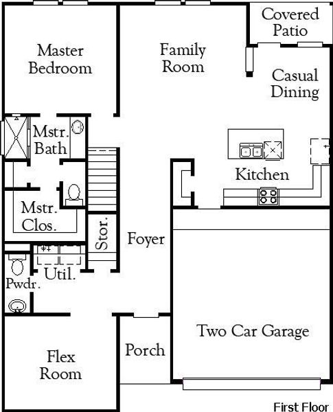 2D floor plan layout of this home in Windrose Green 50', Angleton, TX (Image 3).
