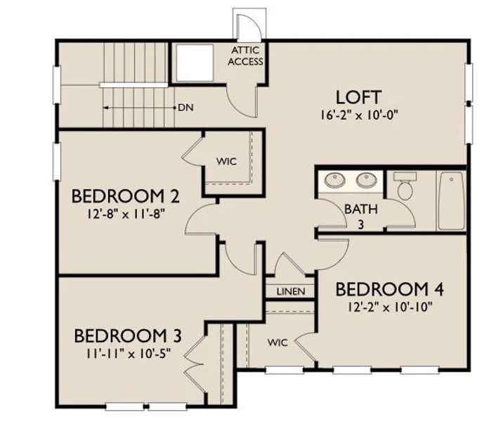 2D floor plan layout of this home in Cedars of Cane Ridge | 55+ Community, Antioch, TN (Image 3).