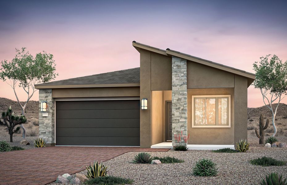Representative exterior photo of a completed home built from the Haskell by Pulte Homes in Regent Hills - Meadow Series, Buckeye, AZ (Image 2).