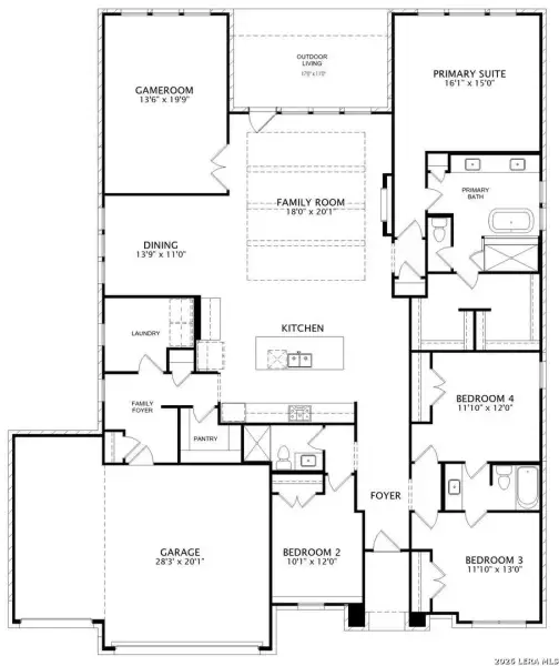 2D floor plan layout of this home in , San Antonio, TX (Image 3).