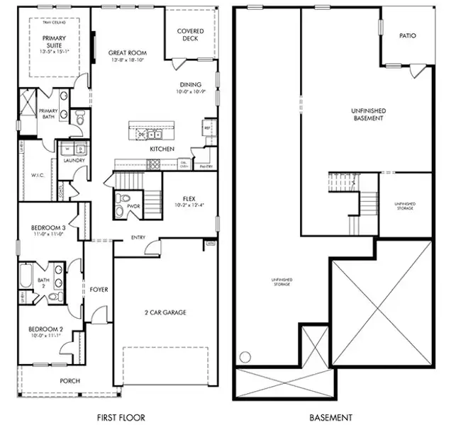 2D floor plan layout for the Gibson Basement by Meritage Homes in Vines at Mill Creek - Estate Series, Braselton, GA (Image 2).