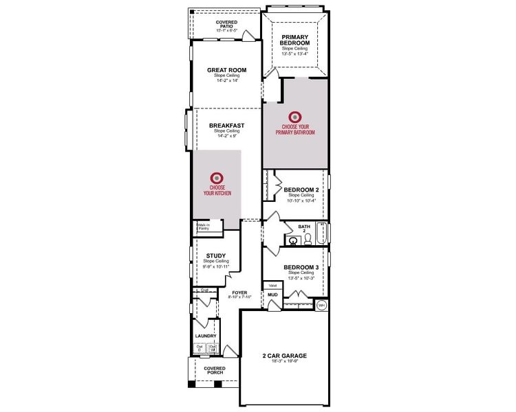 2D floor plan layout for the Cambridge by Beazer Homes in Bridgeland, Cypress, TX (Image 4).