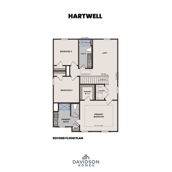 2D floor plan layout for the The Hartwell B by Davidson Homes LLC in Greene Farm, Cartersville, GA (Image 3).