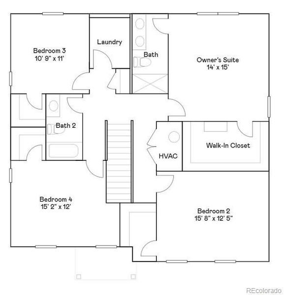 2D floor plan layout of this home in Eastcreek Farm: The Camden Collection, Thornton, CO (Image 3).