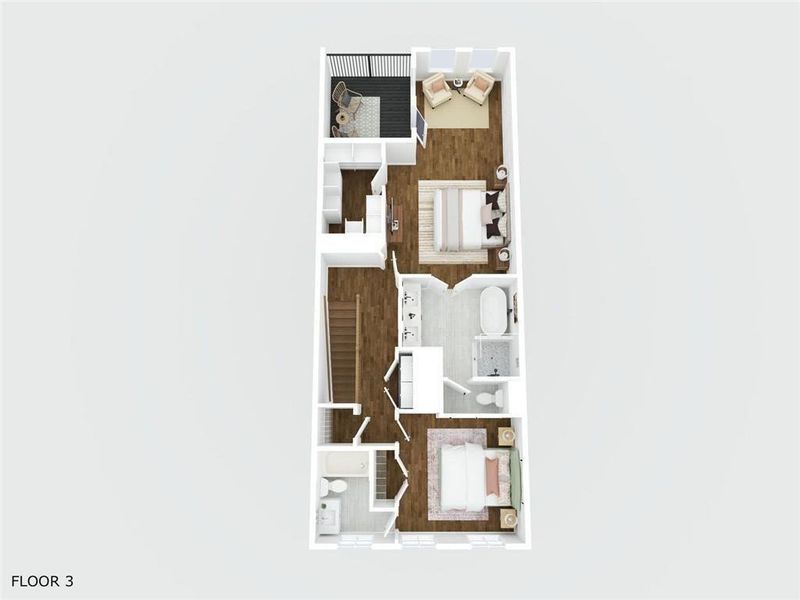 2D floor plan layout of this home in Towns on Thompson, Alpharetta, GA (Image 7).
