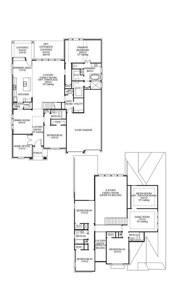 2D floor plan layout of this home in Escondido 80', Magnolia, TX (Image 2).