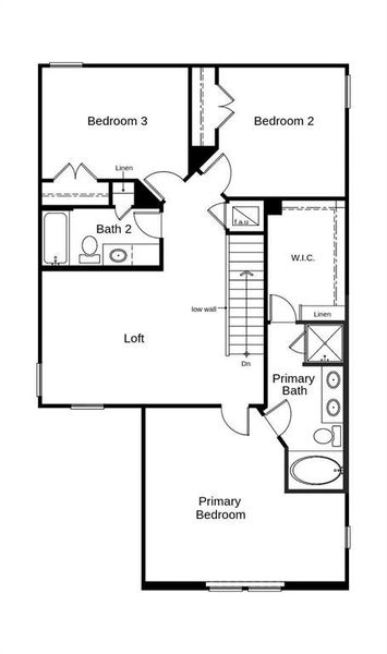 This floor plan features 3 bedrooms, 2 full baths, 1 half bath and over 1,800 square feet of living space.