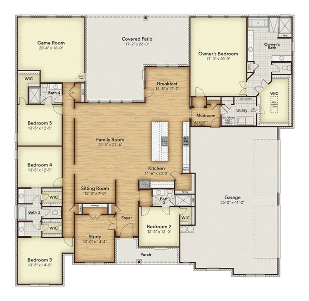 2D floor plan layout for the Franklin by Kindred Homes in Oak Creek Ranch, Waxahachie, TX (Image 5).