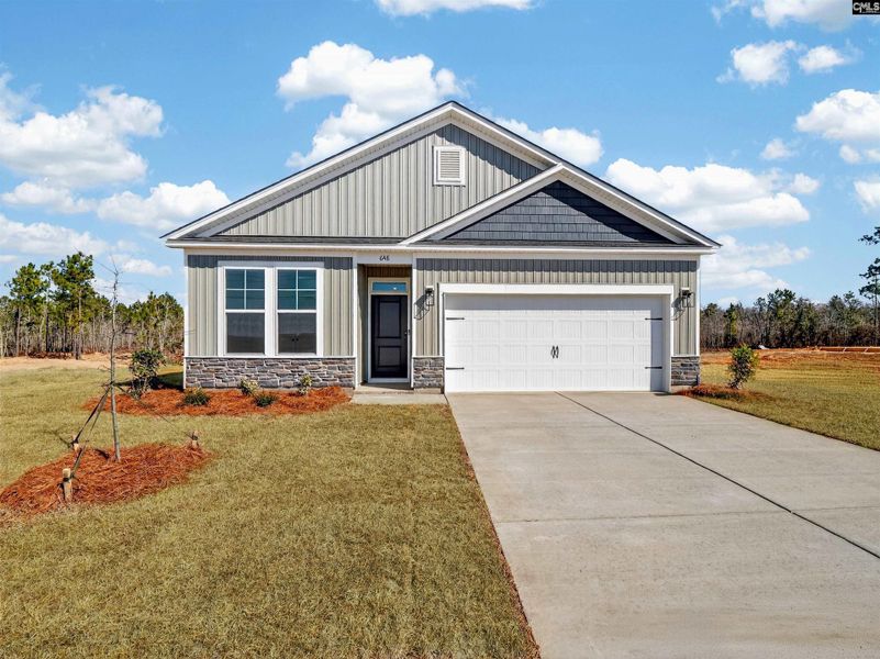 Front exterior of a new home in Old Charleston Acres, Pelion, SC, highlighting curb appeal (Image 2).