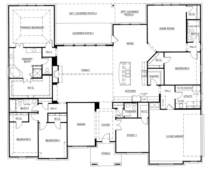 2D floor plan layout for the Concept 3634 by Risewell Homes in Mockingbird Hills - Premiere Series, Joshua, TX (Image 3).