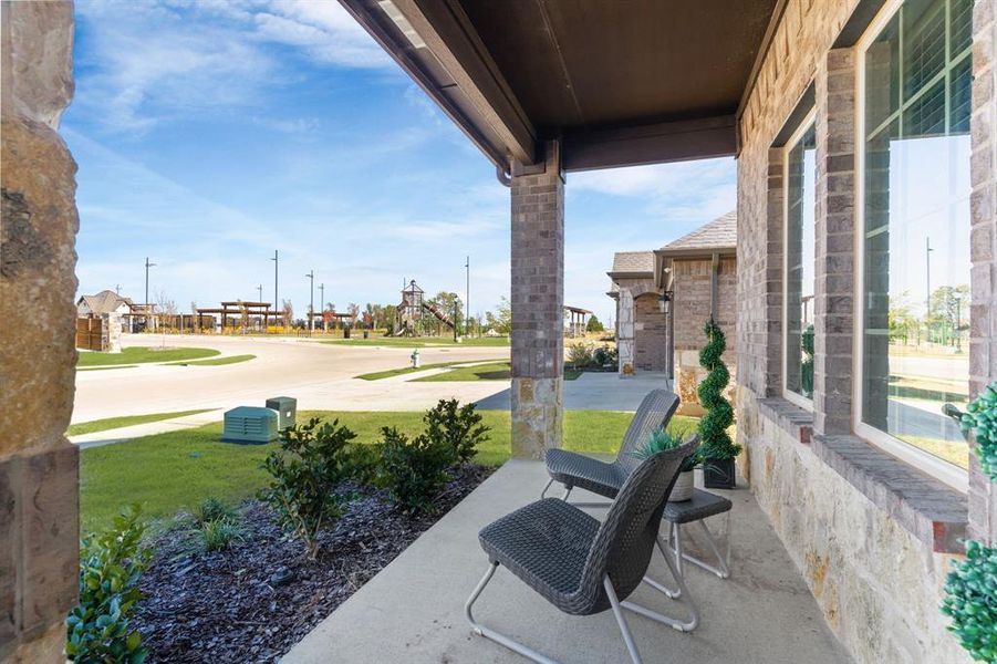 Exterior details and patio area of a home in , Aubrey (Image 27).