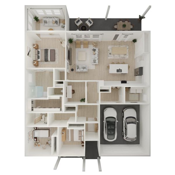 2D floor plan layout for the Aberdeen II by K. Hovnanian® Homes in River Ranch Estates, Dayton, TX (Image 4).