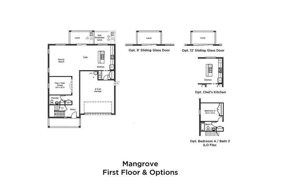 2D floor plan layout for the Mangrove by DRB Homes in Trailside, Mount Dora, FL (Image 4).