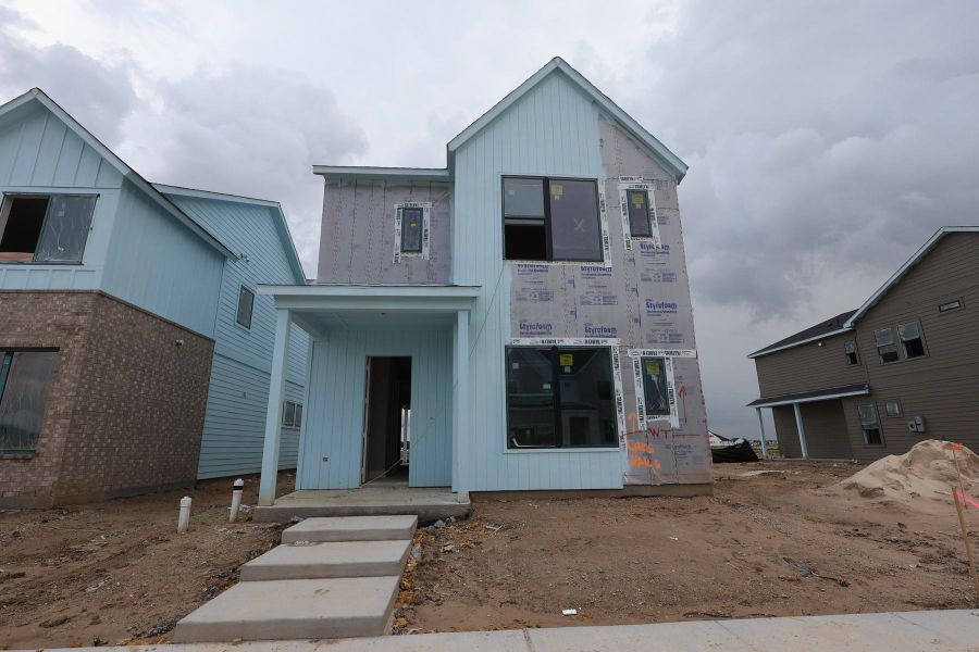 In-progress construction of a new home in Bridgeland Central: Emerald Heights - Cottages Row Collection, Cypress, TX (Image 17).