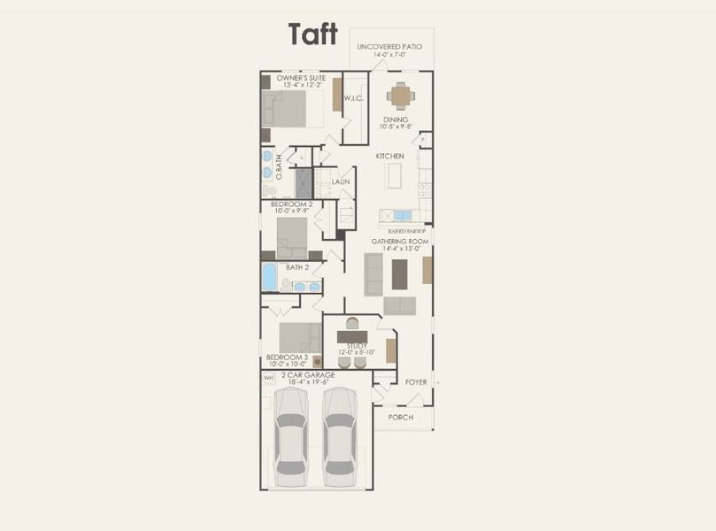 2D floor plan layout of this home in Mobberly Farms, Pilot Point, TX (Image 3).