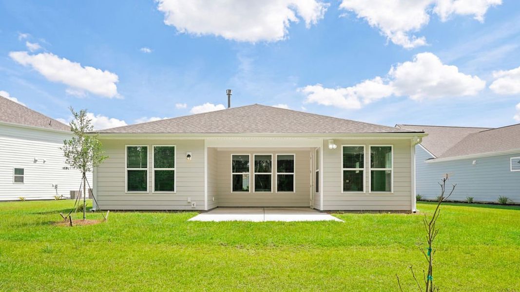 Exterior details and patio area of a home in Midpoint at New Riverside, Bluffton (Image 28). Exterior details and patio area of a home in Midpoint at New Riverside, Bluffton (Image 28).