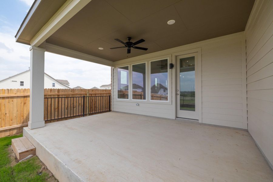 Exterior details and patio area of a home in Santa Rita Ranch, Liberty Hill (Image 18).