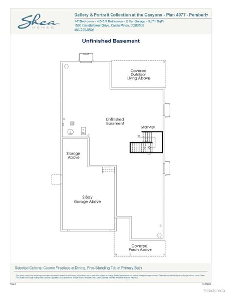 2D floor plan layout of this home in Gallery at The Canyons, Castle Pines, CO (Image 5).