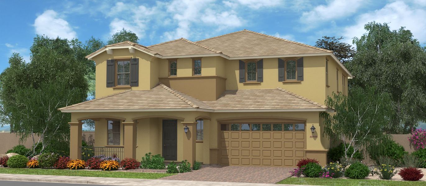 Representative exterior photo of a completed home built from the Sea Ranch by Fulton Homes in North Shore at Promenade, Queen Creek, AZ (Image 5).