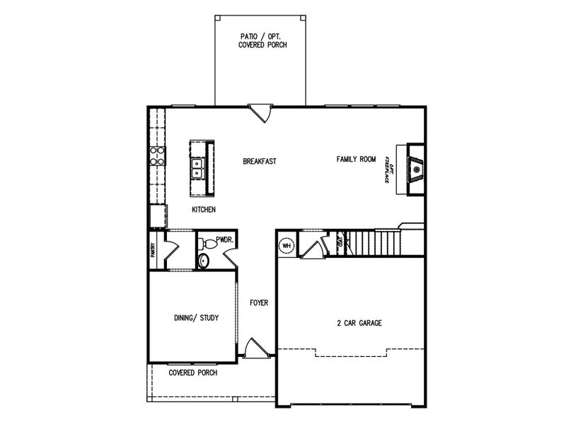2D floor plan layout for the The Windhurst by My Home Communities in Ellington Farms, Statham, GA (Image 3).