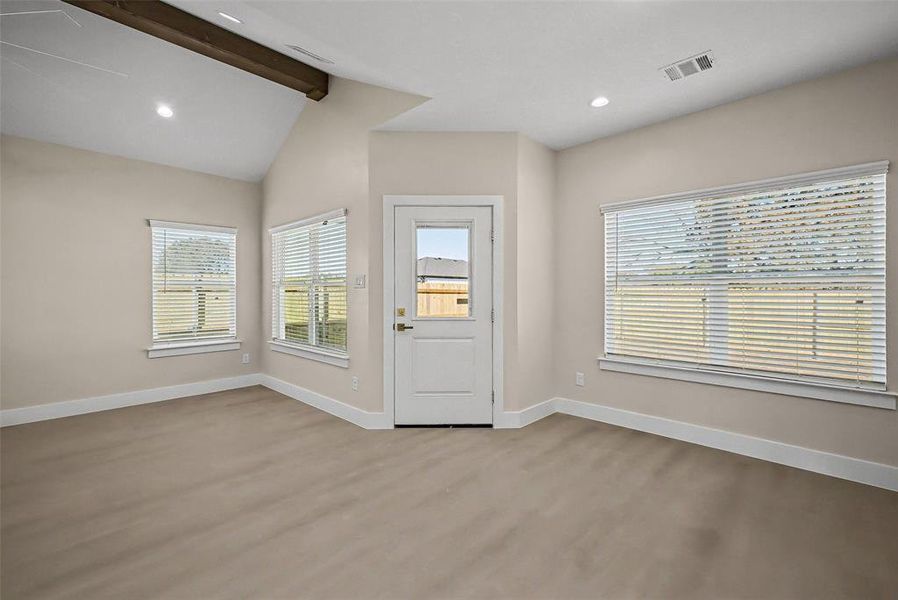 Breakfast area to the right with back door