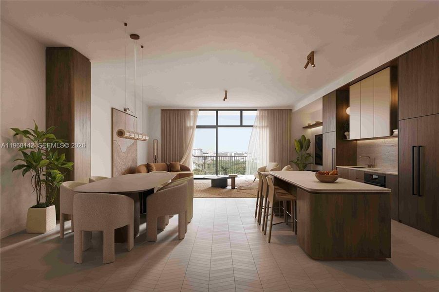 Furnished interior view inside a new home in The Avenue Coral Gables, Coral Gables (Image 6).