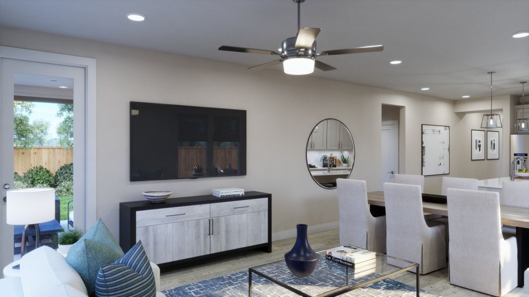 Furnished interior view inside a new home in Lariat, Liberty Hill (Image 8). Furnished interior view inside a new home in Lariat, Liberty Hill (Image 8).