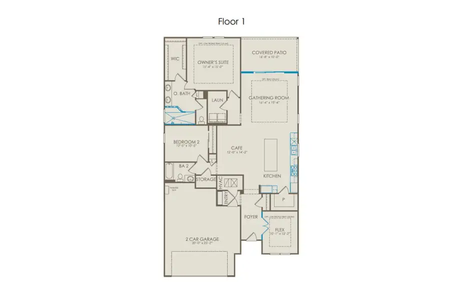 2D floor plan layout of this home in Del Webb at Trinity Falls, McKinney, TX (Image 4).