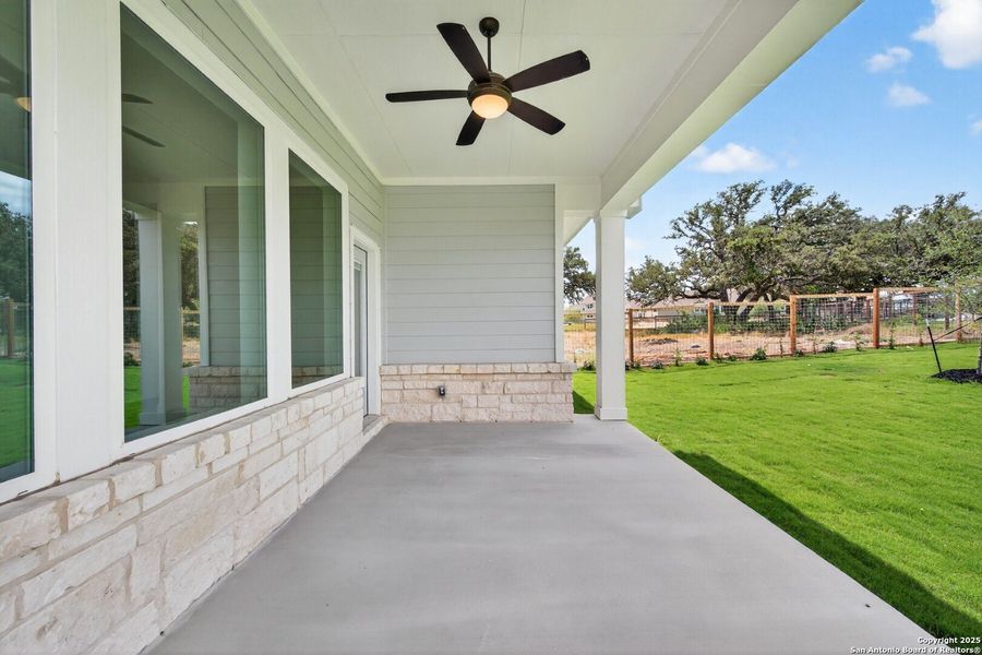 Exterior details and patio area of a home in The Crossvine 45’, Schertz (Image 24).