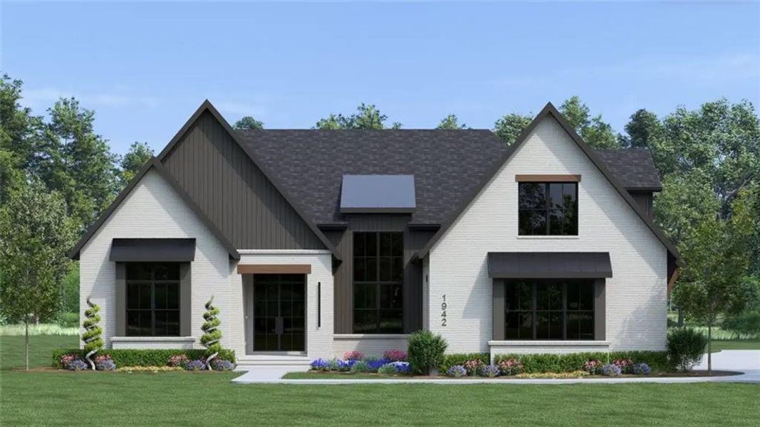 Front exterior of a new home in , Gainesville, GA, highlighting curb appeal (Image 1). Front exterior of a new home in , Gainesville, GA, highlighting curb appeal (Image 1).