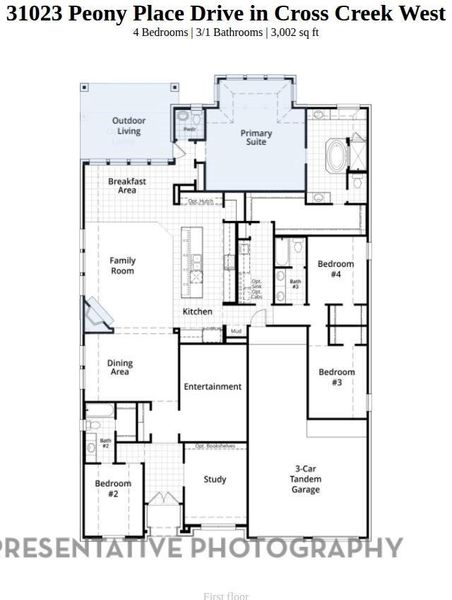 2D floor plan layout of this home in Cross Creek West, Fulshear, TX (Image 3).