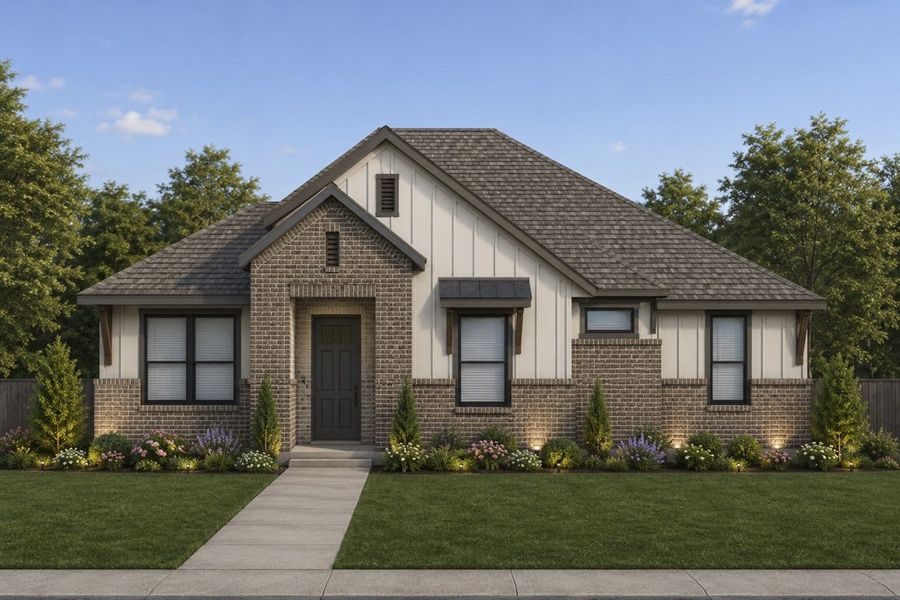 Representative exterior photo of a completed home built from the The Rosewood by Lillian Custom Homes in Dominion Park, Waxahachie, TX (Image 6). Representative exterior photo of a completed home built from the The Rosewood by Lillian Custom Homes in Dominion Park, Waxahachie, TX (Image 6).